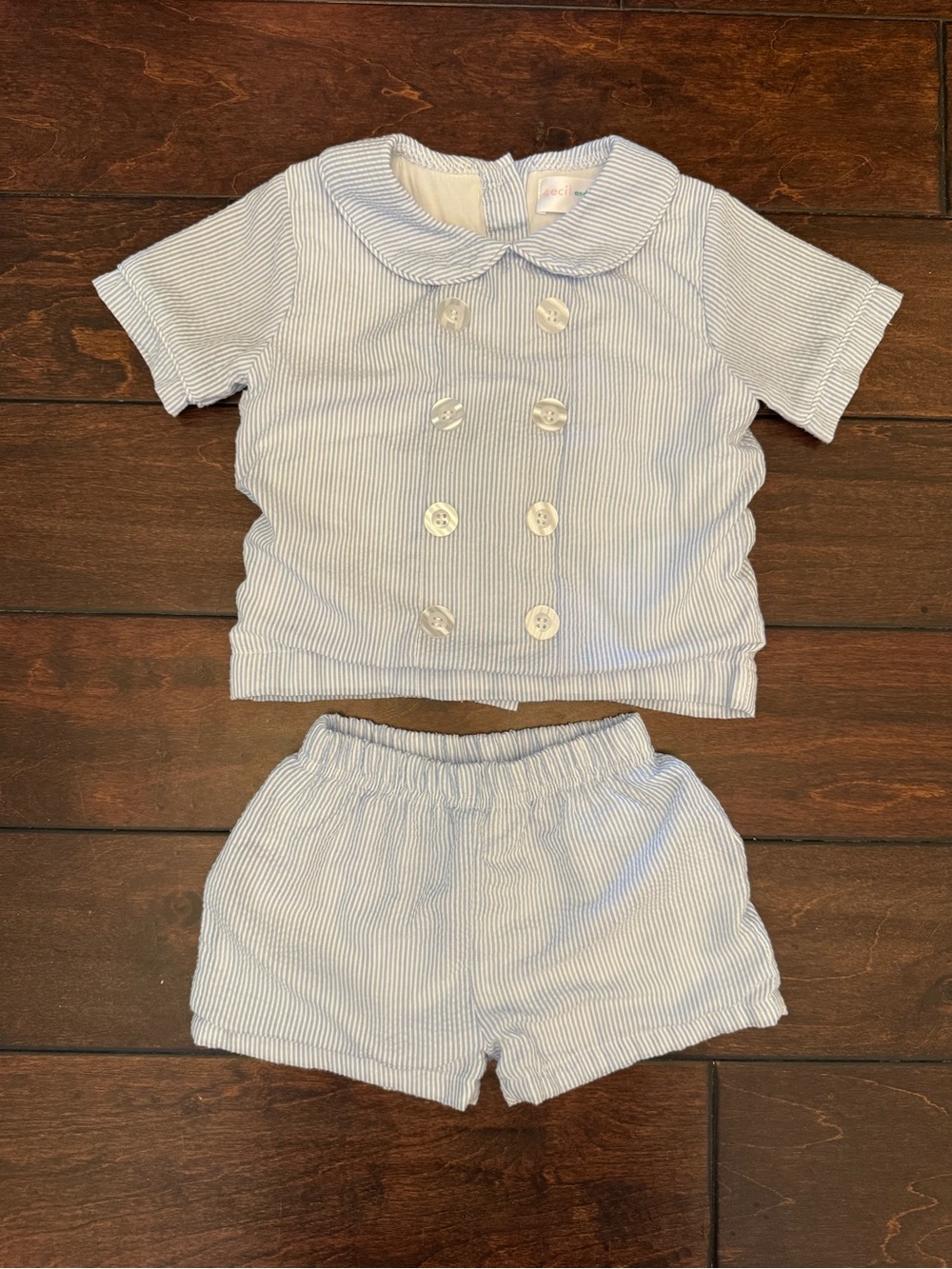 Classic Blue Seersucker Kids Matching Set by (no brand)